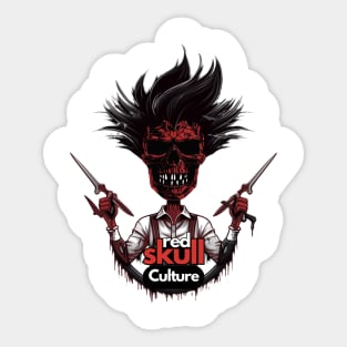 Red Skull Culture, Barber Edition, Unisex t-shirts, t-shirts with skulls, skull tees, tees with skulls Sticker